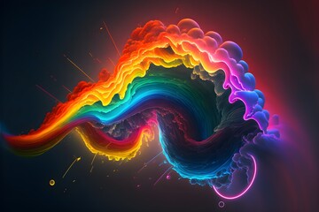 An abstract neon rainbow background, generative ai