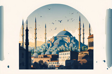 Fototapeta premium illustration of istanbul turkey, Generative AI.