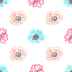 Seamless pattern. Children's drawings with wax crayons