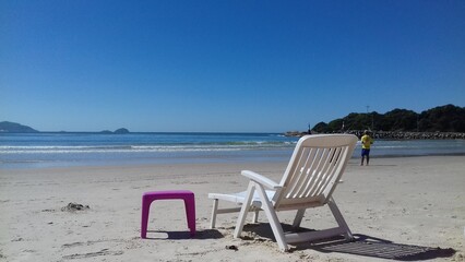 Beach, sea vacation with beautiful sunshine. Coast of southern Brazil.