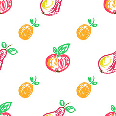 Seamless pattern. Children's drawings with wax crayons