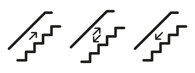 Downstairs or upstairs logo for any purposes. Up and down staircase. Stairs vector icon.