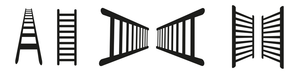 Illustration with black ladder on white background. Perspective ladder vector icon. © Yaroslav