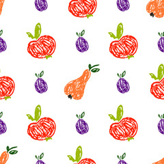 Seamless pattern. Children's drawings with wax crayons