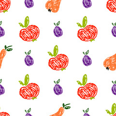 Seamless pattern. Children's drawings with wax crayons