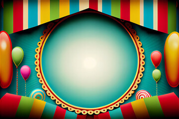 Festive party frame with lots of copy space ideal for carnival, circus and parties, generative AI - obrazy, fototapety, plakaty