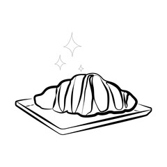 Croissant bread doodle line art black and white style