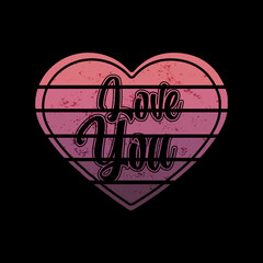 Valentine Quotes With Retro Striped Sunset, Suitable For T-shirt Design, Mugs 