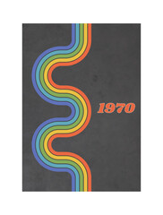 Retro geometric posters, vintage rainbow color lines print. Groovy striped design poster. Minimalistic cute retro cover. Vector illustration