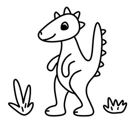 Cute dinosaur character in simple doodle style