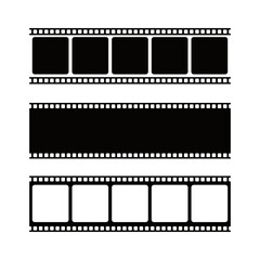 Vintage Retro Film and Camera Negative Reels Vector Icon Illustration Silhouette