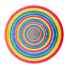 Colored circle made with watercolors on a white sheet of paper.