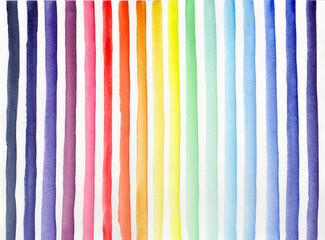 Colored striped background made in watercolor on a white background.