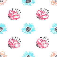 Seamless pattern. Children's drawings with wax crayons