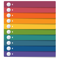 Template for Infographics from color strips for 10 options for banner, business processes, workflow, diagram, flowcharts. Isolated