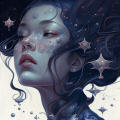 Portrait of a girl who dreams - AI generative