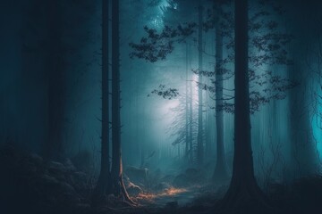 A dreamy and misty forest scene with a peaceful and serene atmosphere, perfect for a nature hike or a tranquil escape generative ai