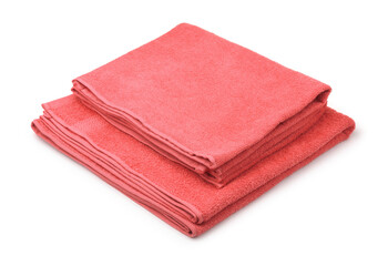 Stack of red terry towels set