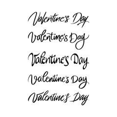 Valentine Day Handwritten Lettering Set. Vector Illustration of Cursive Hand Drawn Calligraphy. Black over White Background.