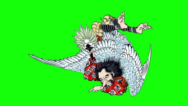 浮世絵　天狗　その3　グリーンバック