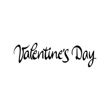 Valentine Day Handwritten Isolated Lettering. Vector Illustration of Cursive Hand Drawn Calligraphy. Black over White Background.