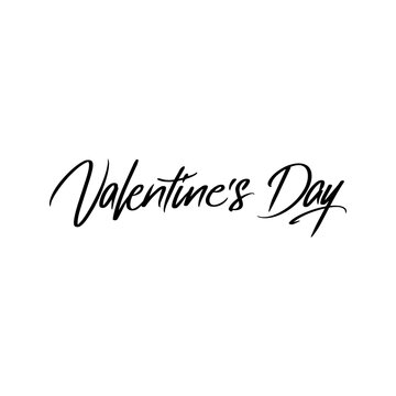 Valentine Day Handwritten Lettering. Vector Illustration of Cursive Hand Drawn Calligraphy. Black over White Background.