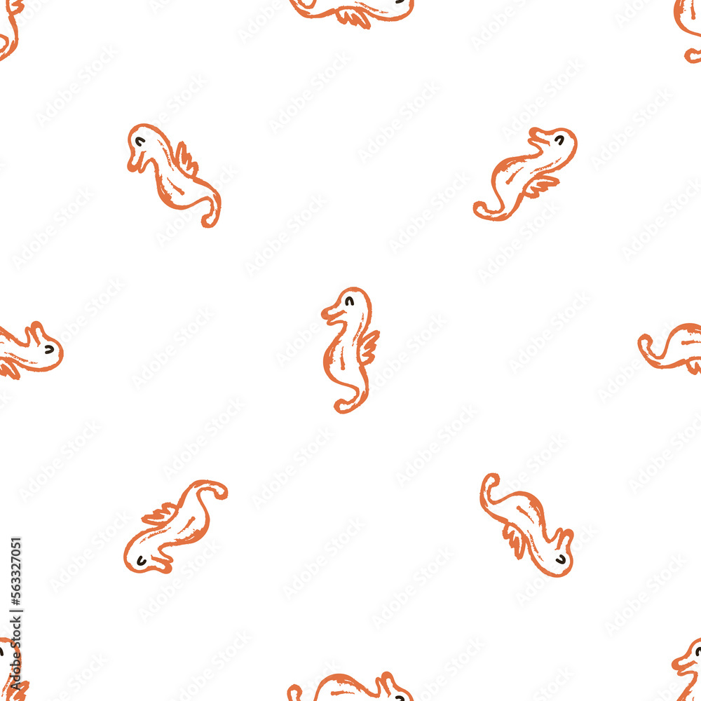 Poster Seamless pattern. Children's drawings with wax crayons