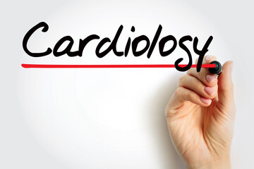 Cardiology is a branch of medicine that deals with disorders of the heart and the cardiovascular system, text concept background