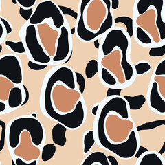 Animal Dyed Vector Seamless Pattern. Ink Leopard