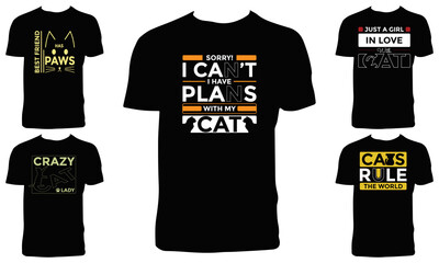 Cat Typography And Calligraphy T Shirt Design Bundle 