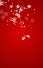 Obraz na płótnie Canvas White Snowfall Vector Red Background. Winter Snow