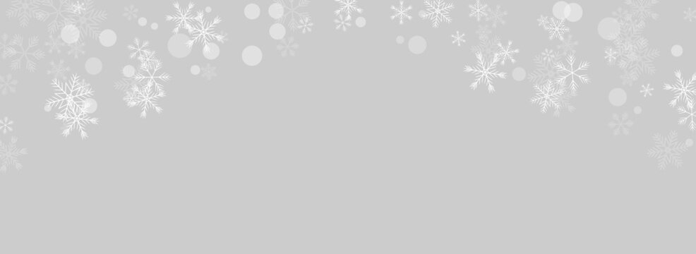 Golg Snowflake Vector Panoramic Grey Background.