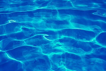 Fototapeta na wymiar Textura de agua azul en piscina