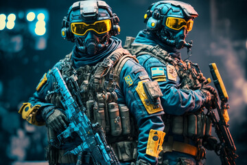 Soldiers of a special force, marines, Generative AI