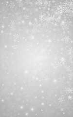 White Snow Vector Grey Background. magic Snowfall