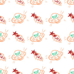 Seamless pattern. Children's drawings with wax crayons