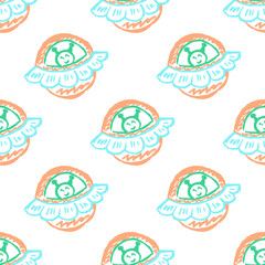 Seamless pattern. Children's drawings with wax crayons