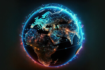 Night earth global virtual internet world connection 
