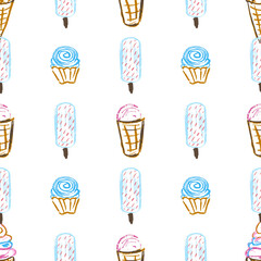 Seamless pattern. Children's drawings with wax crayons