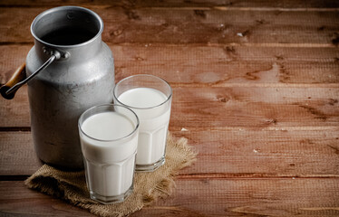 A glass of homemade village milk. 