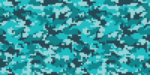 Pixelated camouflage background. Seamless pattern.Vector. ピクセル迷彩パターン テクスチャ 背景素材