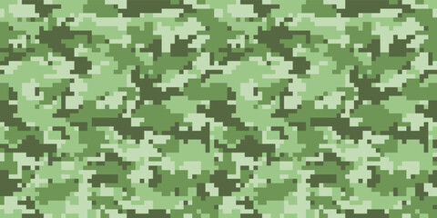 Pixelated camouflage background. Seamless pattern.Vector. ピクセル迷彩パターン テクスチャ 背景素材