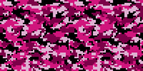 Fototapeta premium Pixelated camouflage background. Seamless pattern.Vector. ピクセル迷彩パターン テクスチャ 背景素材