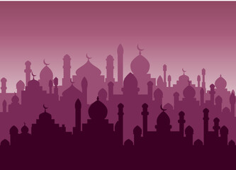 Silhouette of Arabic architecture featuring a mosque roof