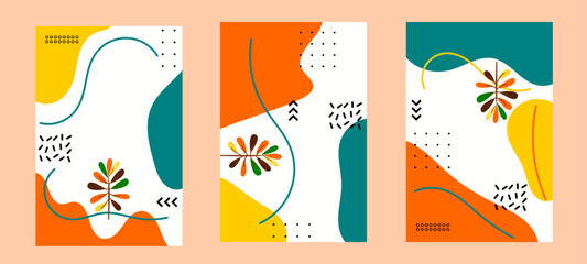 Trendy editable template.  Collection of templates in trendy fashion 80-90s. Isolated on white background. Design ideal for Banner, Web, Promotion, Placard and Billboard.
