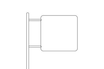 Single continuous line drawing template of square road sign. One line draw vector illustration.