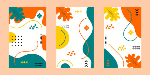 Abstract neo memphis geometric pattern. Cover design backgrounds. Trendy editable template. Suitable for social media stories post templates, brochure, backdrop, banner,flyer. 