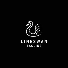 Line Swan art logo icon design template