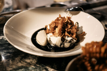 burrata with smoked hay sauce