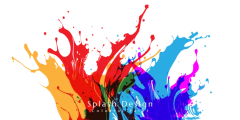 Foto op Plexiglas Colorful artistic banner with paint splashes design elements. © KsanaGraphica